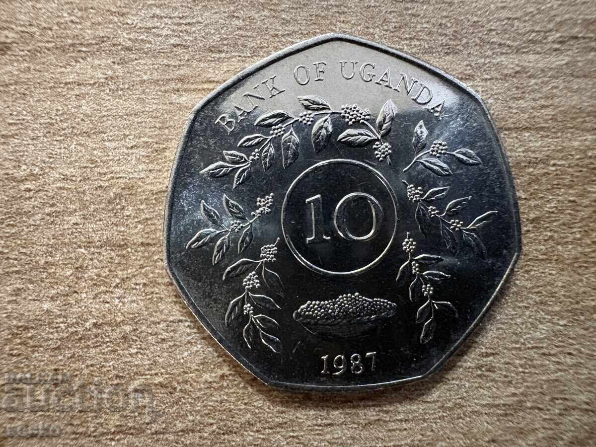 Uganda - 10 șilingi (1987)