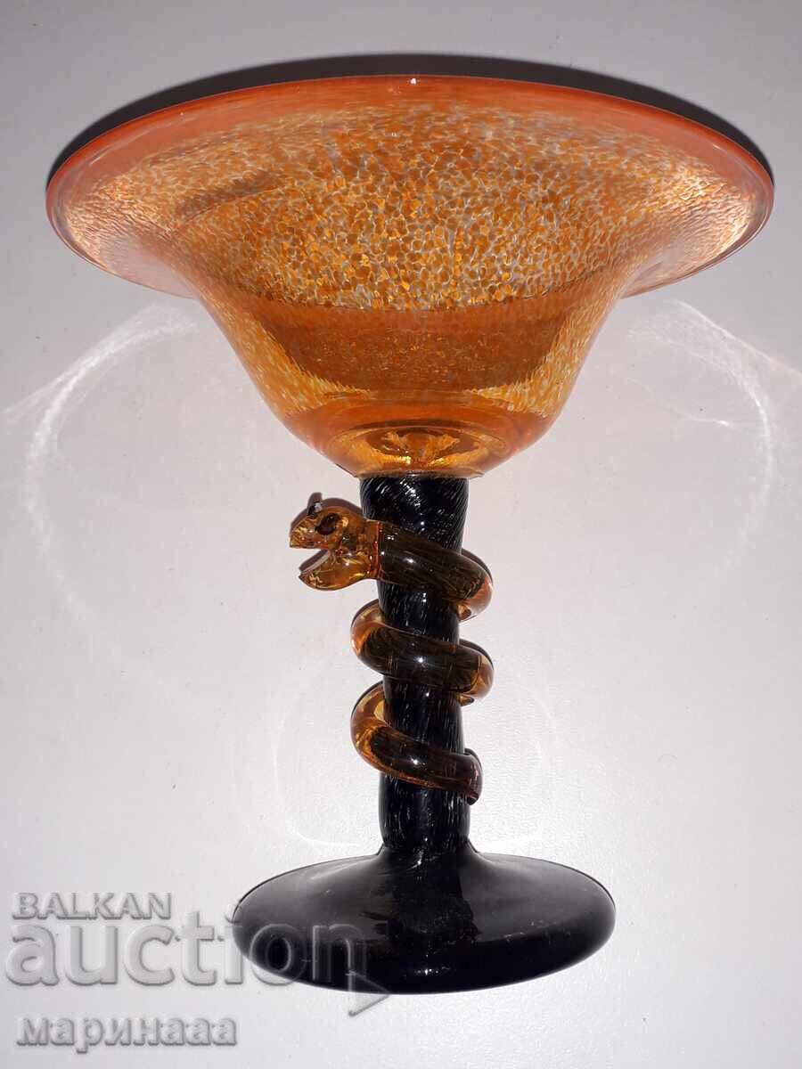 VASE-BOWL. BLOWN GLASS. SWEDEN