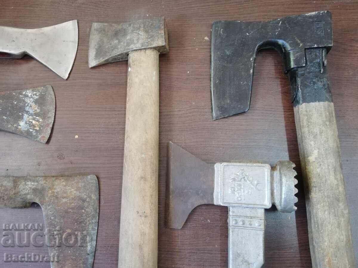 Lot 10 bucăți topoare vechi, toporișcă, satâr - 6