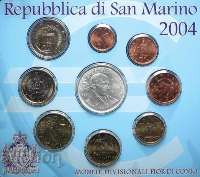 San Marino 2004 - Mint Euro set + 5 Euro, 9 coins BU with price € 111.00 | 217.10 BGN