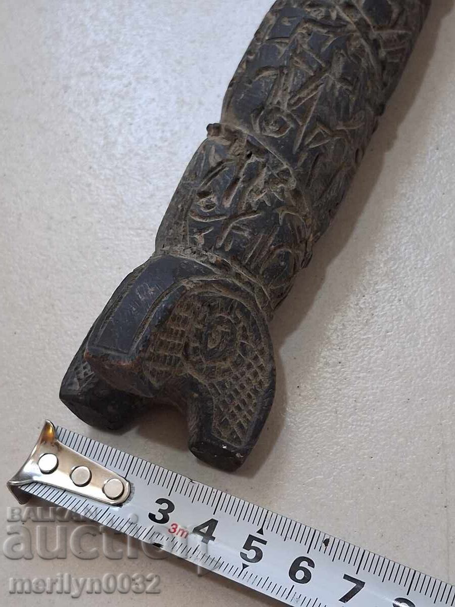 Obiect votiv vechi din lemn totem idol - 5