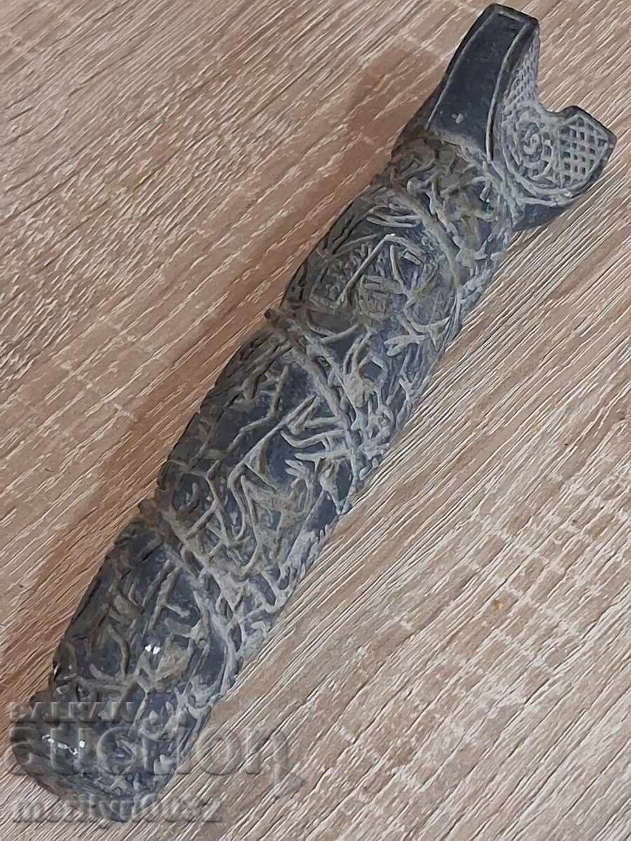 Obiect votiv vechi din lemn totem idol - 7