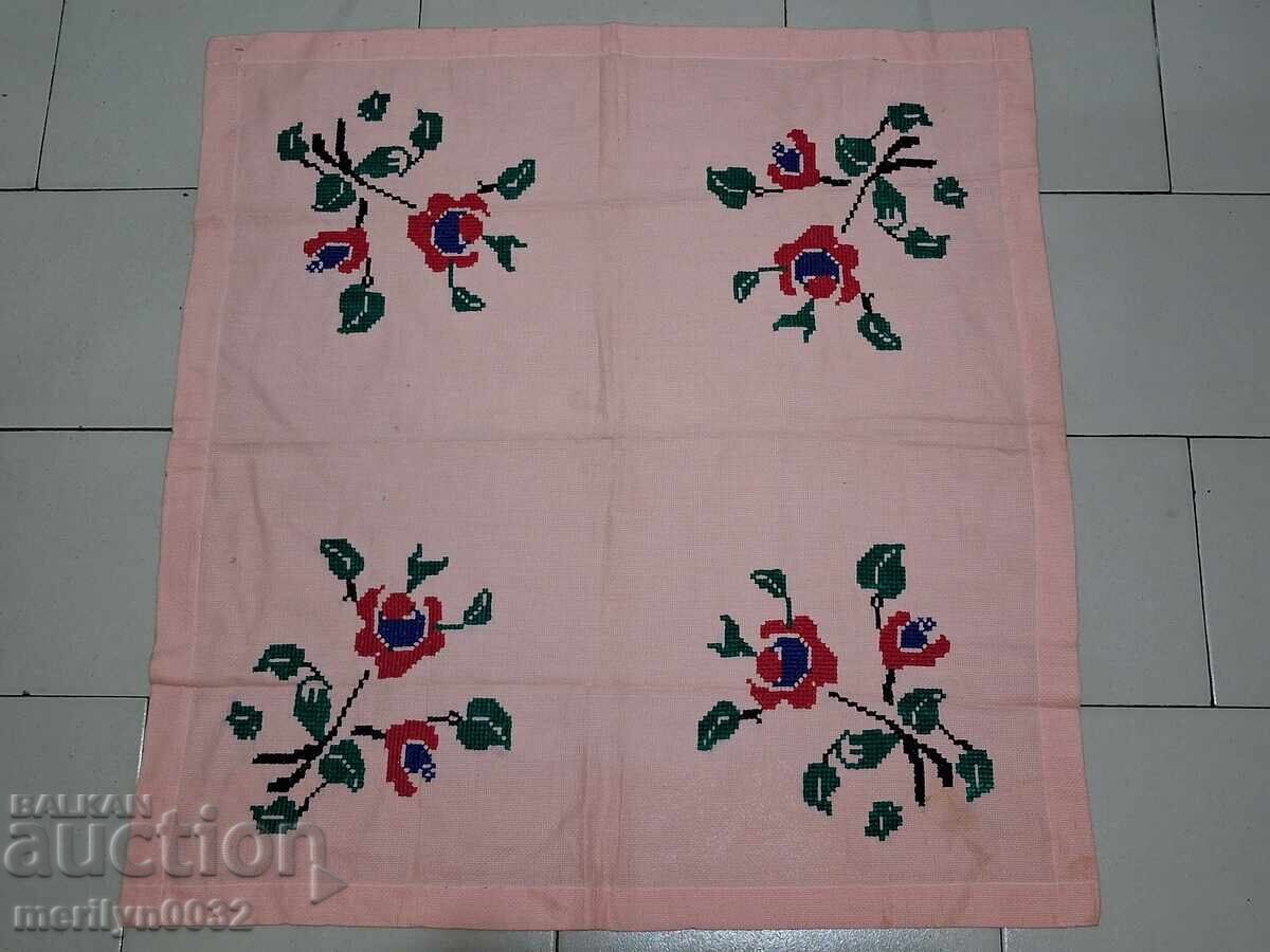 Old embroidered check, tablecloth, milo, Bulgarian embroidery Old embroidered check, tablecloth, milo, Bulgarian embroidery