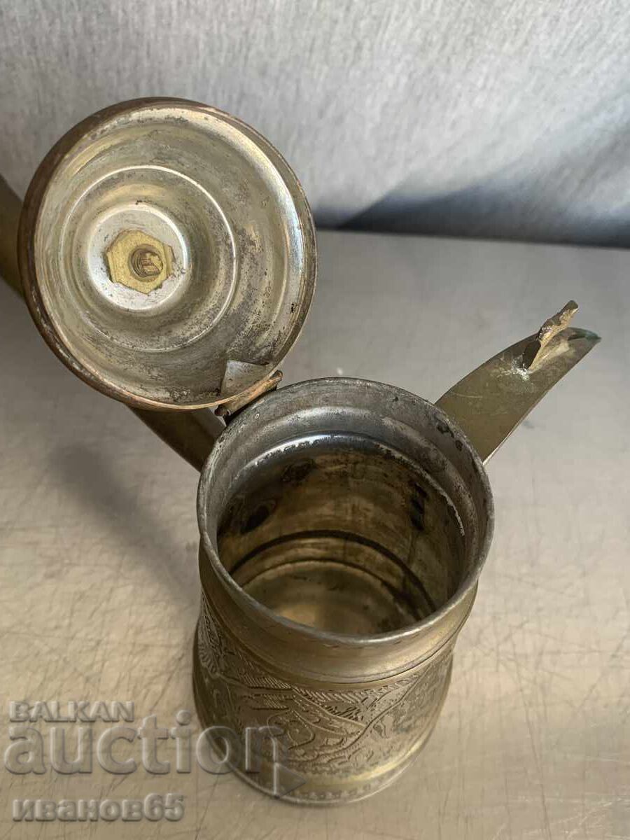 Vechi ibric de cafea din cupru și alamă - 5