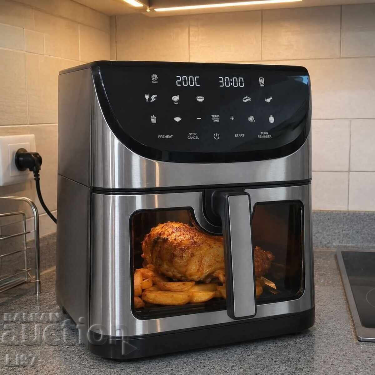 Friteuză cu aer cald 8L 1800W cu 11 programe, afișaj LCD