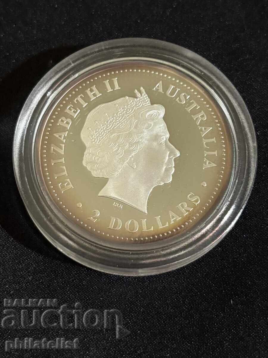 Licitație Australia 1999 – 2 dolari – kookaburra, 2 uncii argint BU