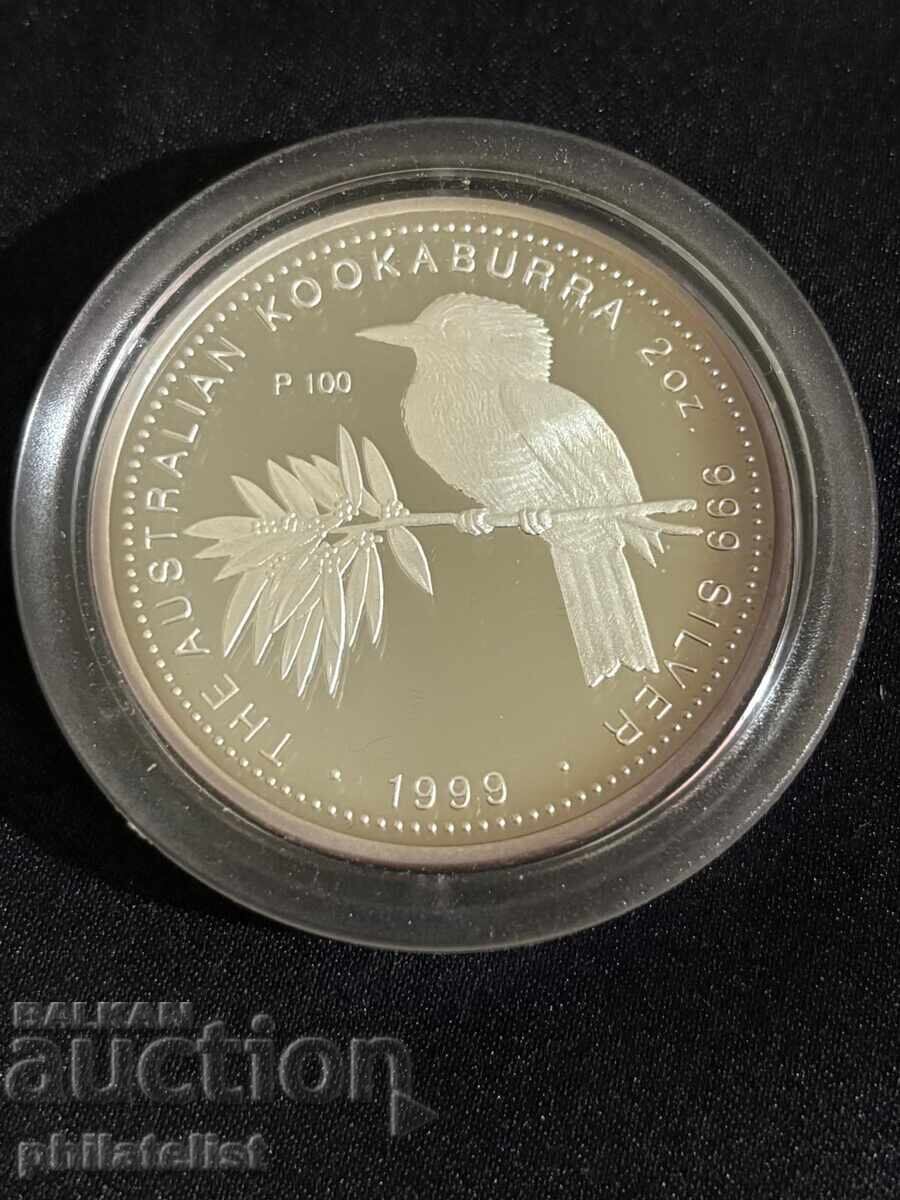 Australia 1999 – 2 dolari – kookaburra, 2 uncii argint BU