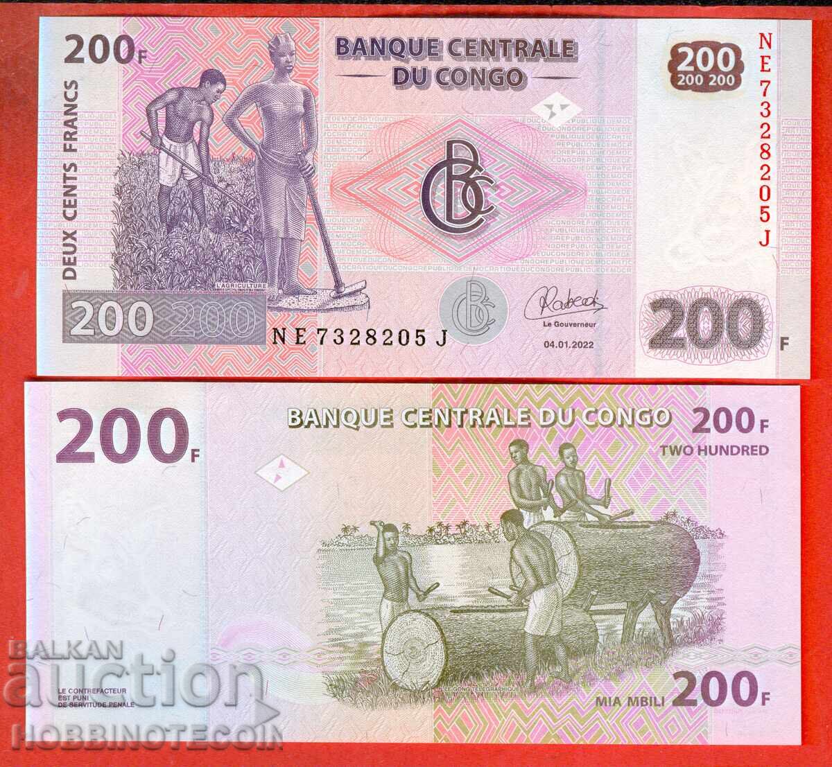 CONGO 200 Francs issue 2022 NEW UNC