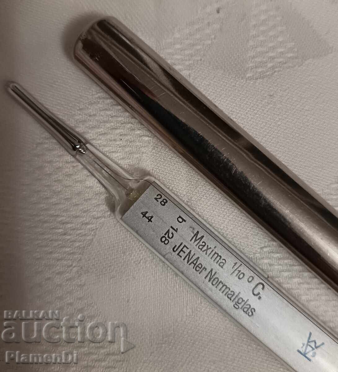 Licitație Termometru vechi, autentic JENAer Normalglas Maxima 1/10