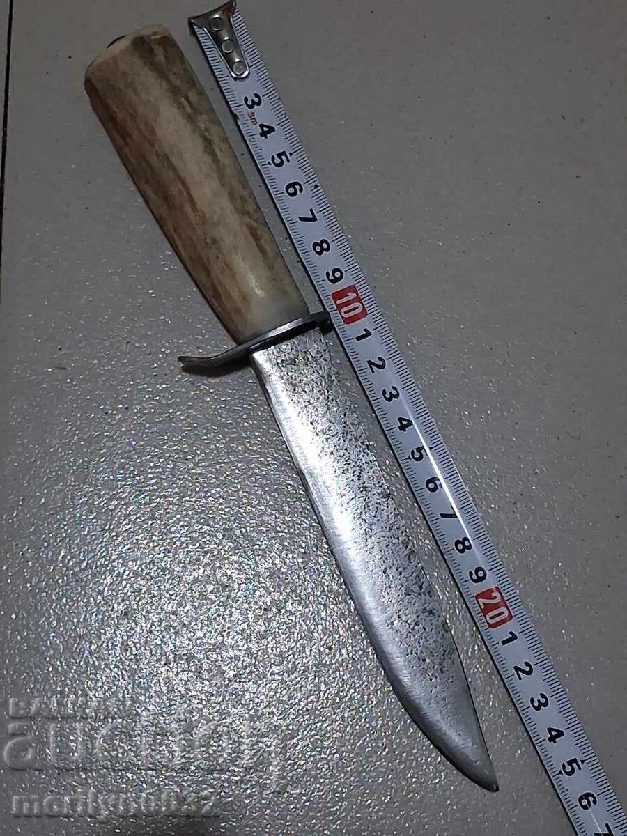 Cuțit de vânătoare cu teacă, mâner din corn de cerb - 5