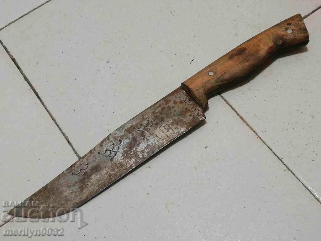 Cuțit de măcelar vechi fără mâner de karakulac, ciocan - 5