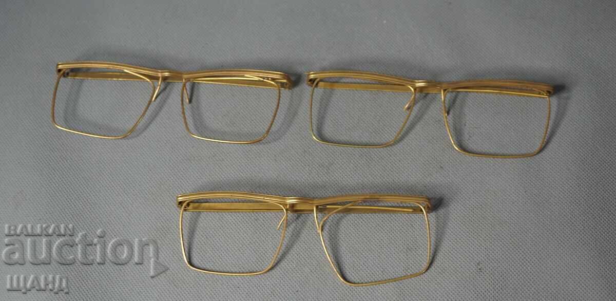 3 Rame de ochelari vechi, placate cu aur 3 Rame de ochelari vechi, placate cu aur