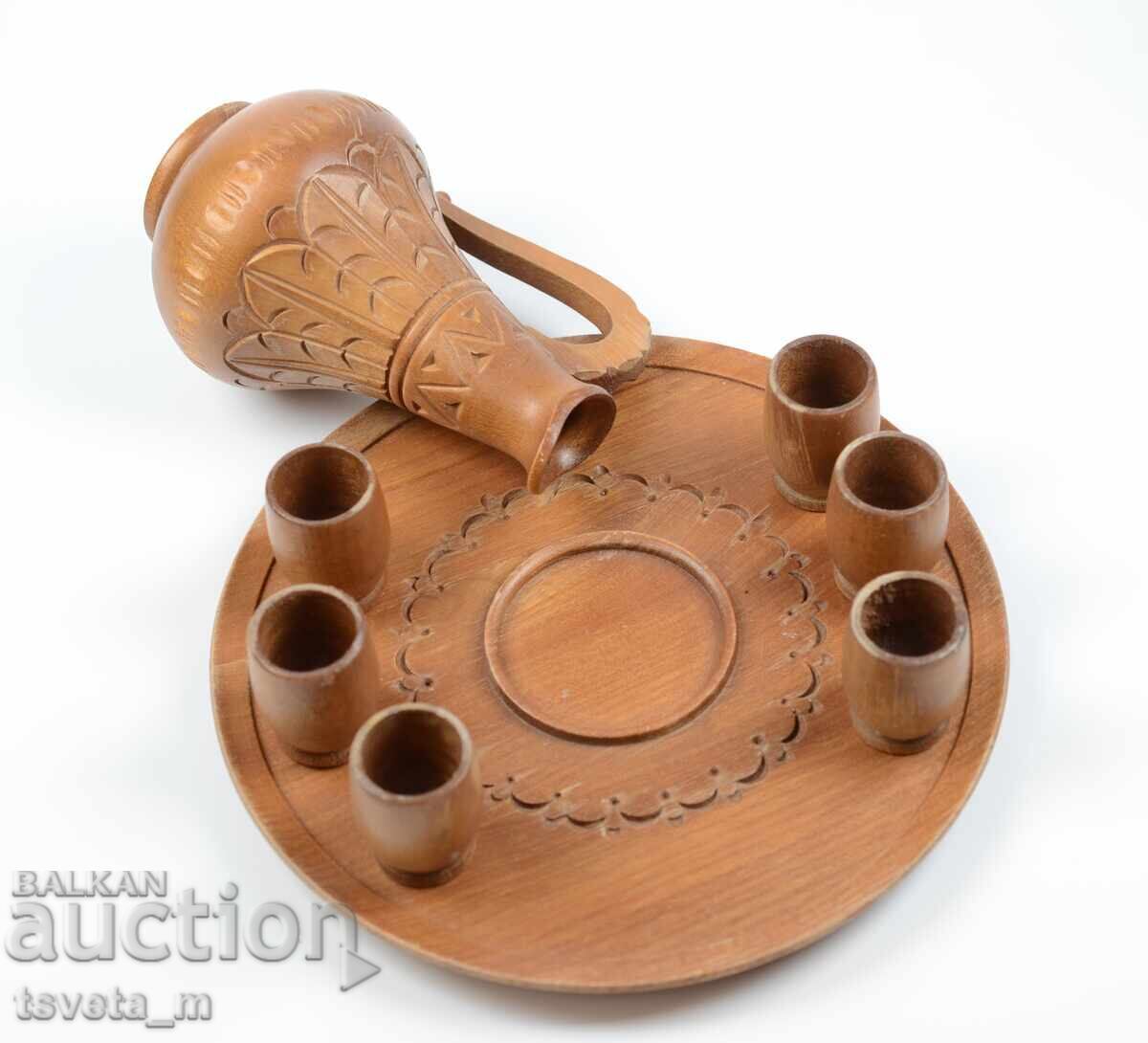 Livrarea Lemn decorativ set pentru alcool sculptură țuică set