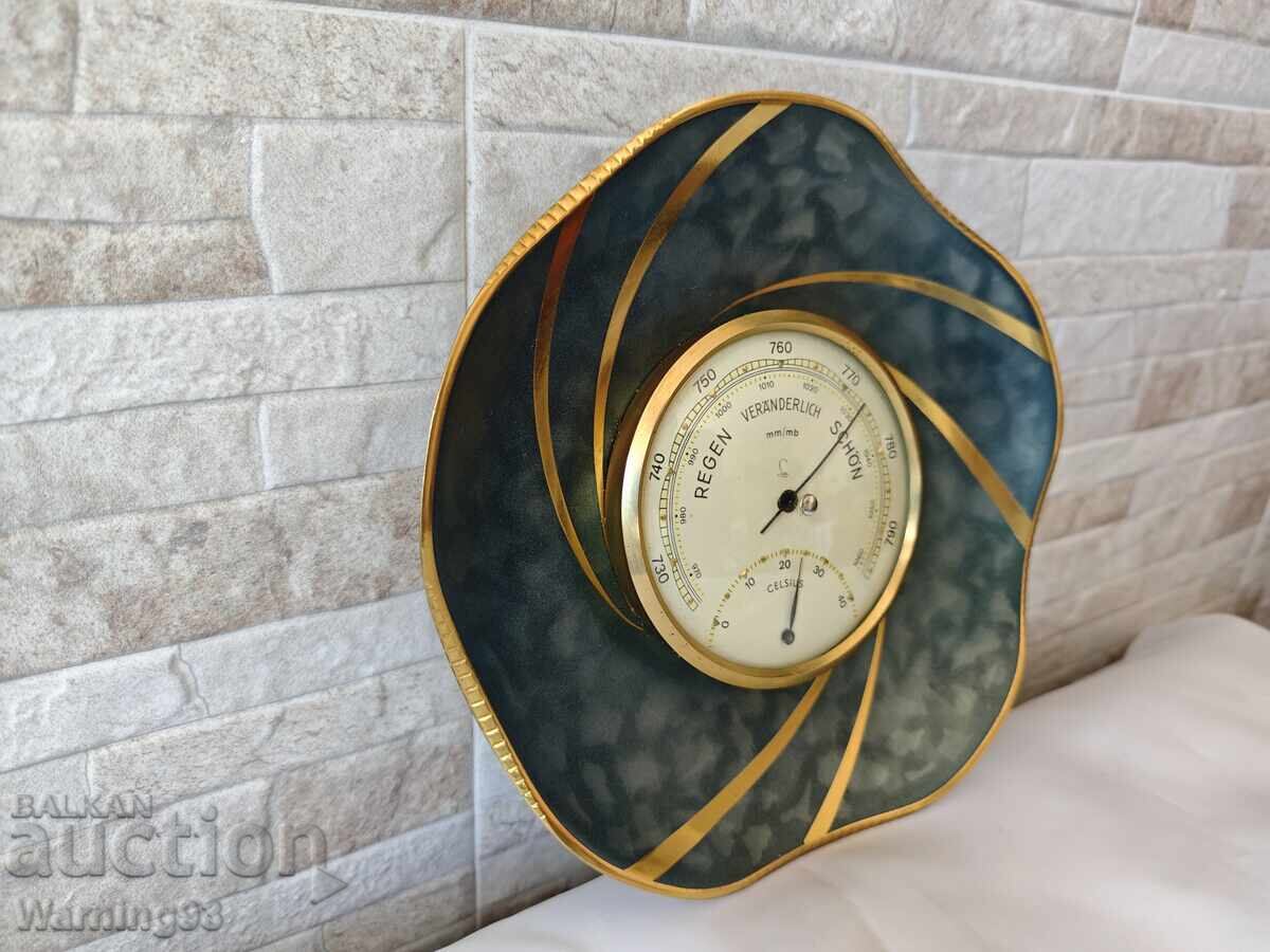 Δημοπρασία Γερμανικό ορειχάλκινο βαρόμετρο και θερμόμετρο - Lufft - 1960