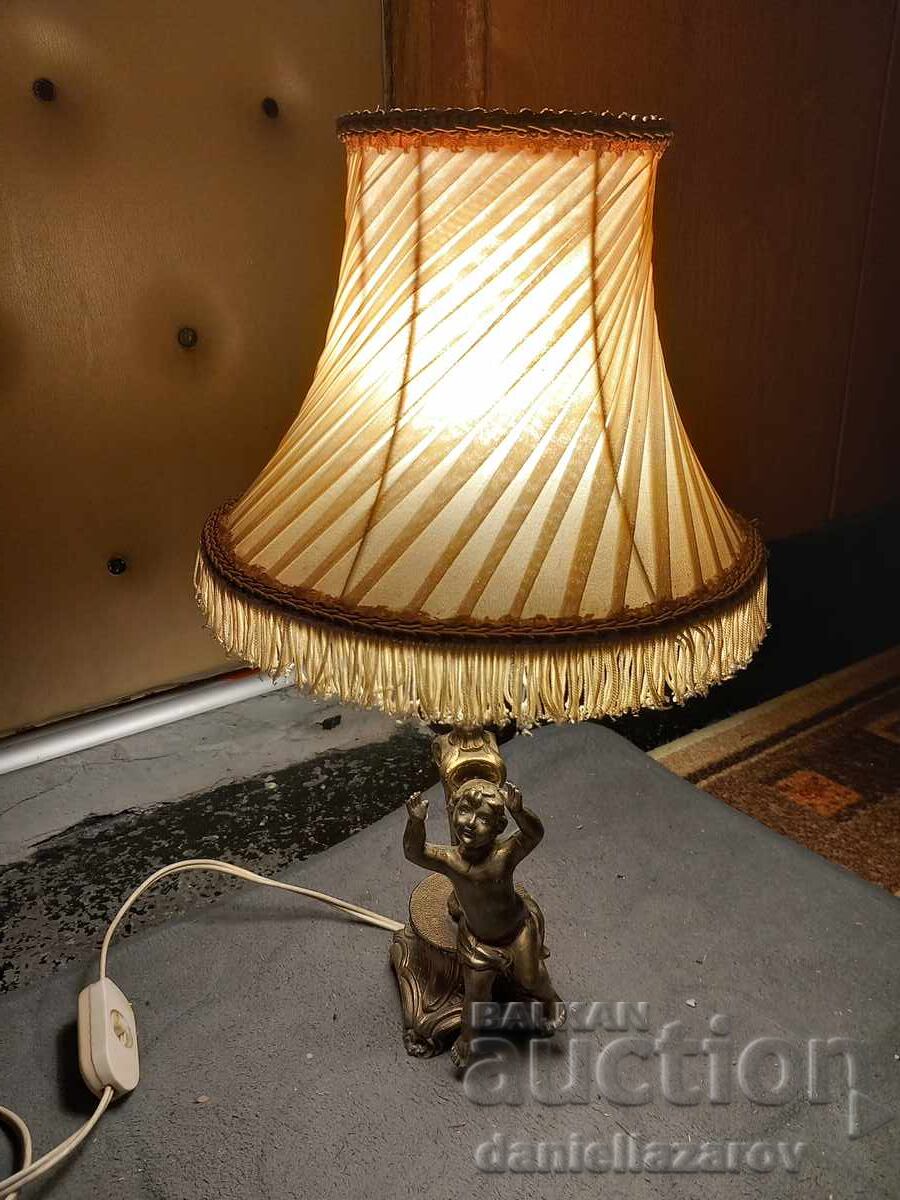 Lampă veche barocă din bronz HERUVIM, Îngeraș - 7