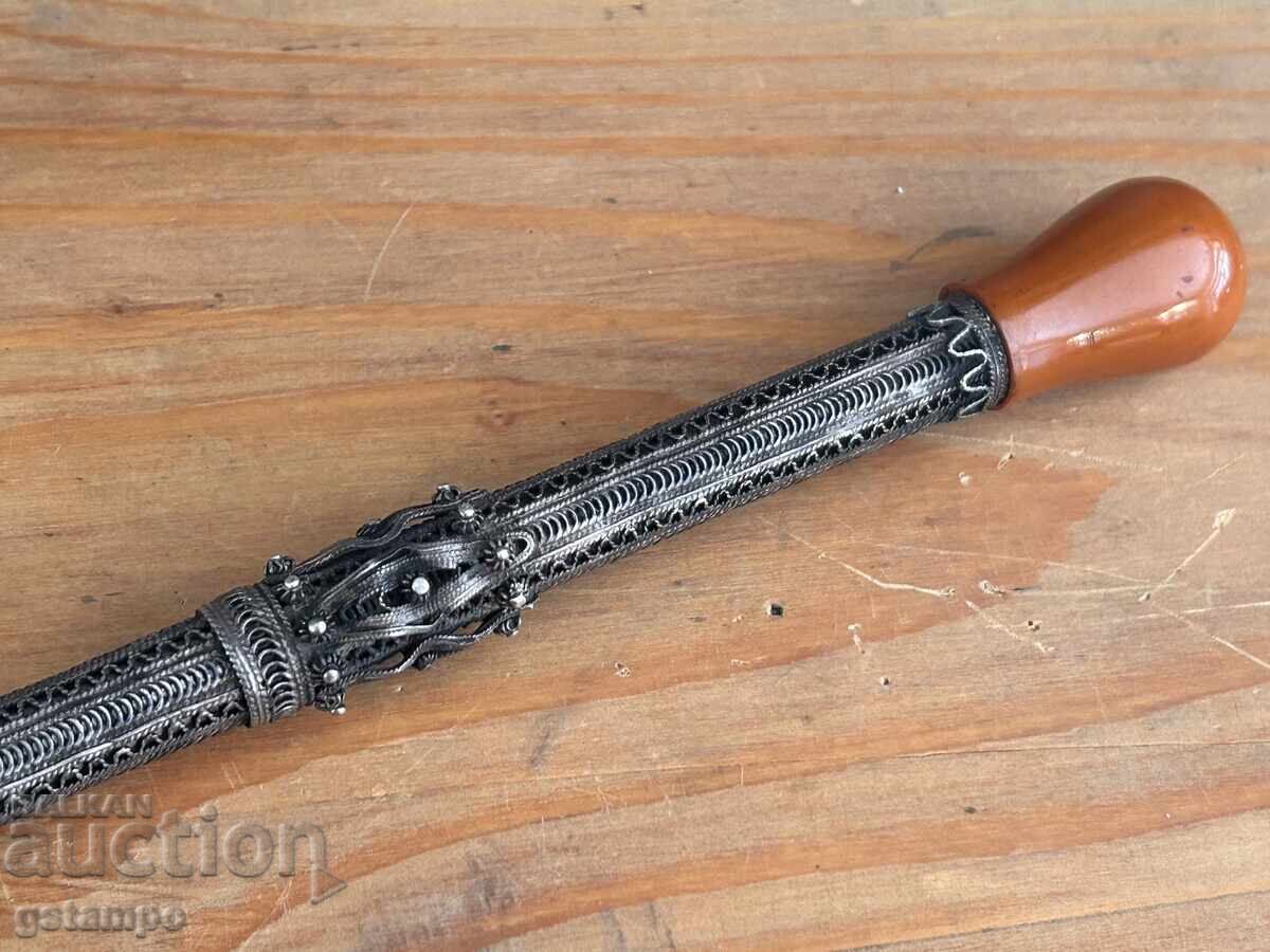 Țigară Otomană / Argint / 22,5 cm / Filigran Granulație - 5