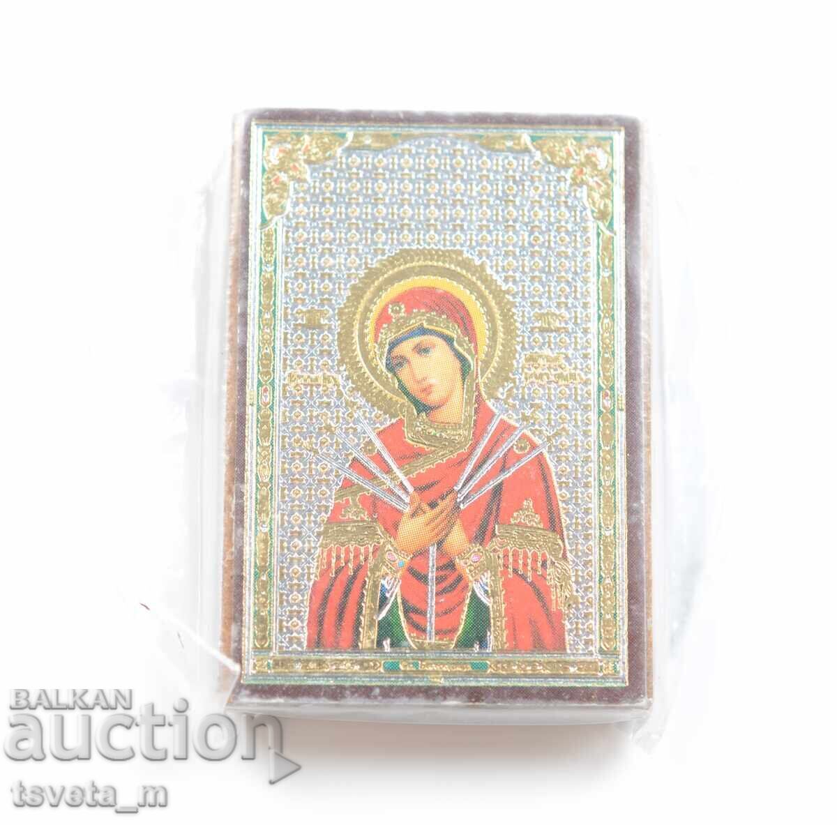 Icoană SFÂNTA NĂSCĂTOARE DE DUMNEZEU ȘAPTE SĂGEȚI - magnet de frigider