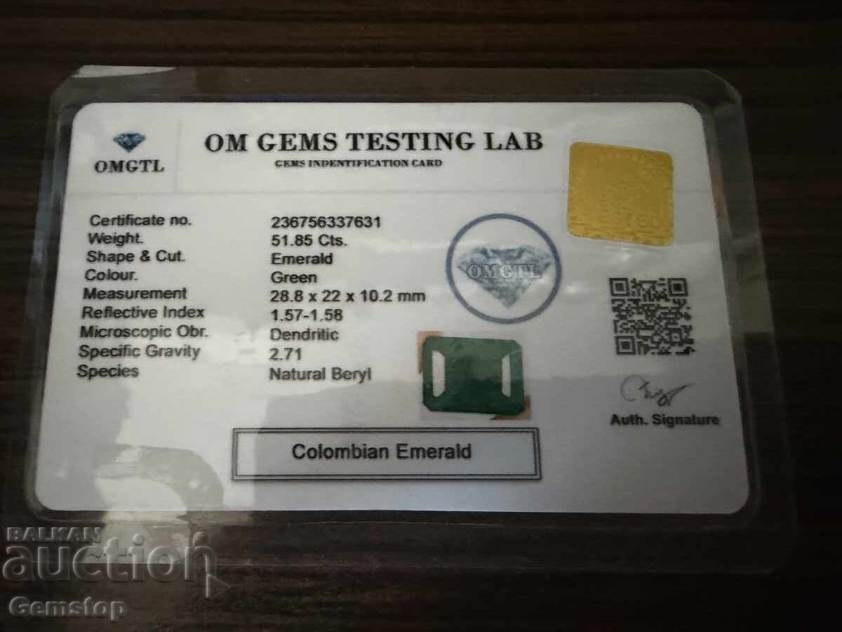 BZC! 51,81 ct. smarald columbian natural cu certificat OMGTL de la 1 ct! - 7