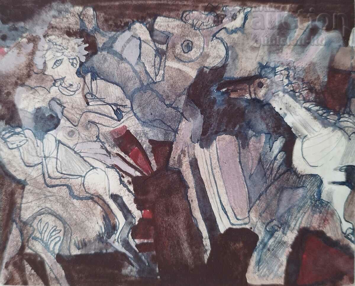 Painting, composition, art. Georgi Kovachev-Grishata, 1990 - 5 with price € 65.00 | 127.13 BGN