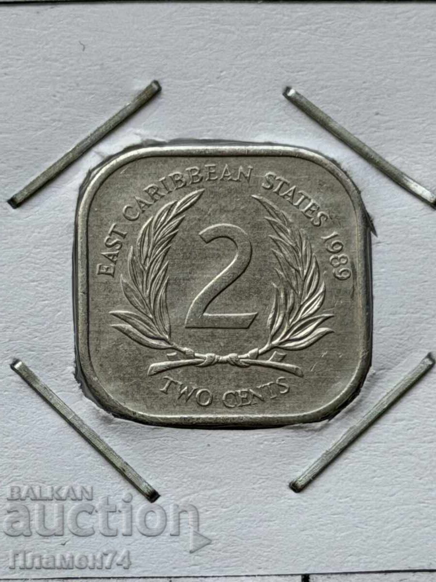 2 cenți 1989 Caraibe de Est 2 cenți 1989 Caraibe de Est