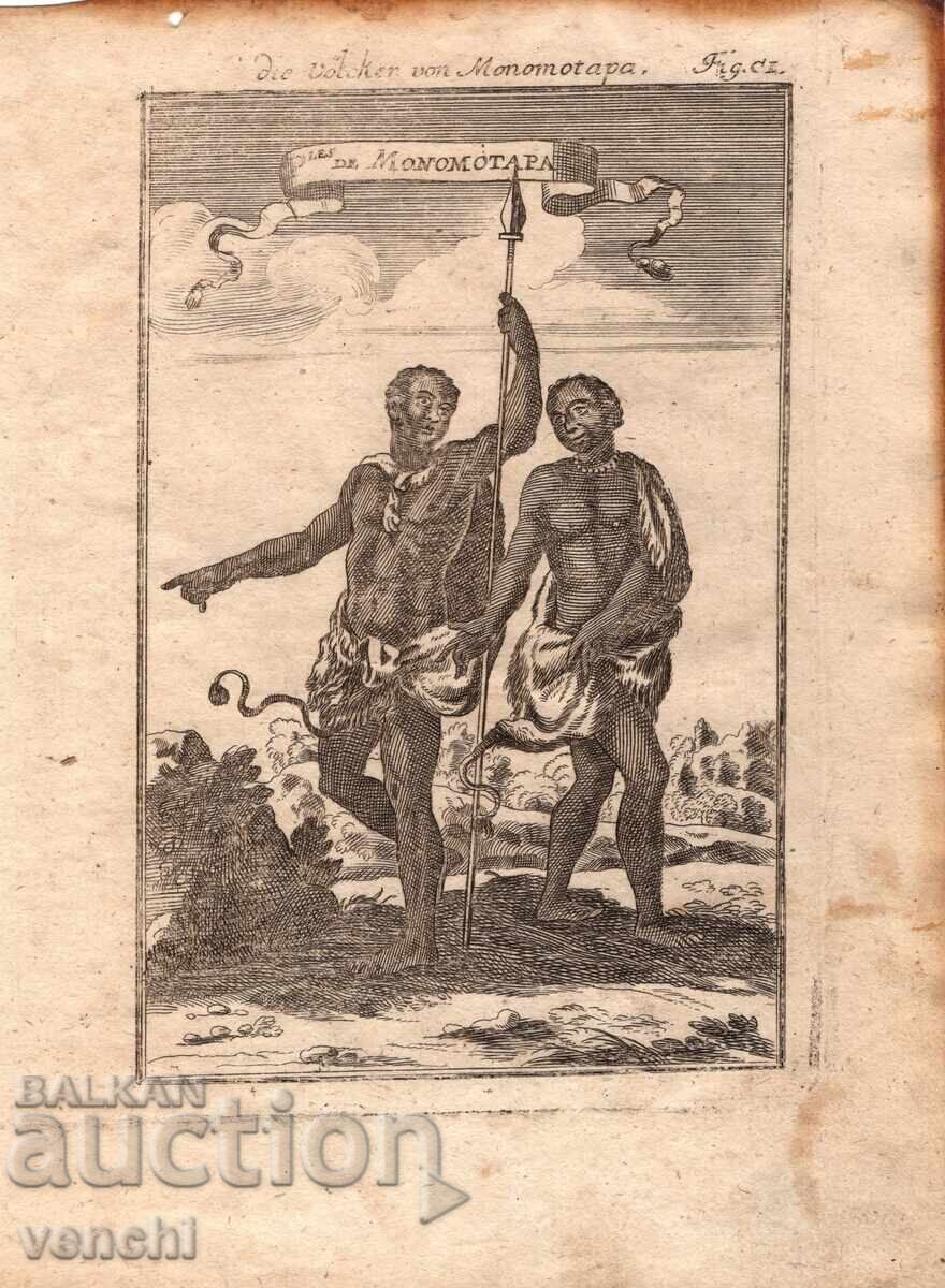 1719 - GRAVURĂ MALLET - POPOARELE DIN ZIMBABWE - original