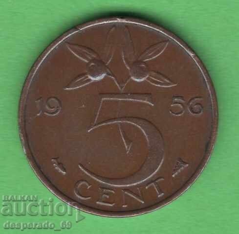 (¯`'•.¸ 5 cenți 1956 OLANDA ¸.•'´¯)