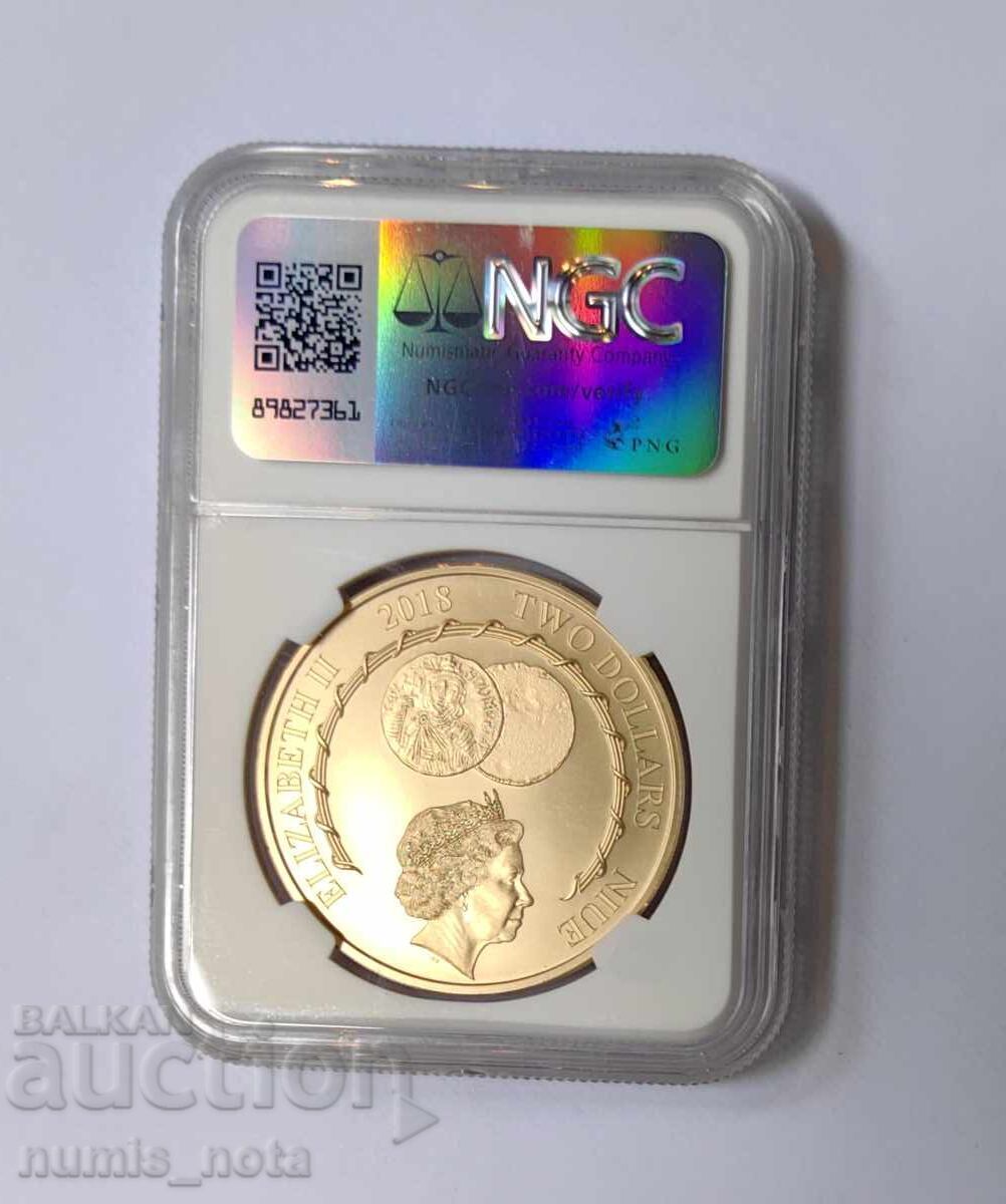 Licitație 2 dolari 2018 Niue - Sigiliul lui Han Omurtag NGC MS 70 - Top Licitație 2 dolari 2018 Niue - Sigiliul lui Han Omurtag NGC MS 70 - Top