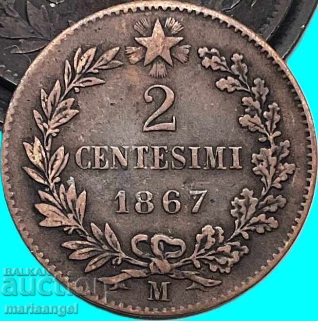2 centesimi 1867 Italia Victor Emanuel - 5 2 centesimi 1867 Italia Victor Emanuel - 5