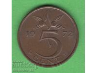 (¯`'•.¸ 5 cenți 1972 OLANDA ¸.•'´¯)