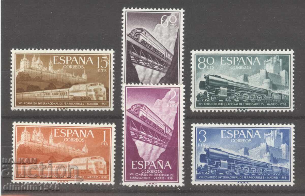 Spania 1958 - Locomotive, serie completă, fără ștampilă Spania 1958 - Locomotive, serie completă, fără ștampilă