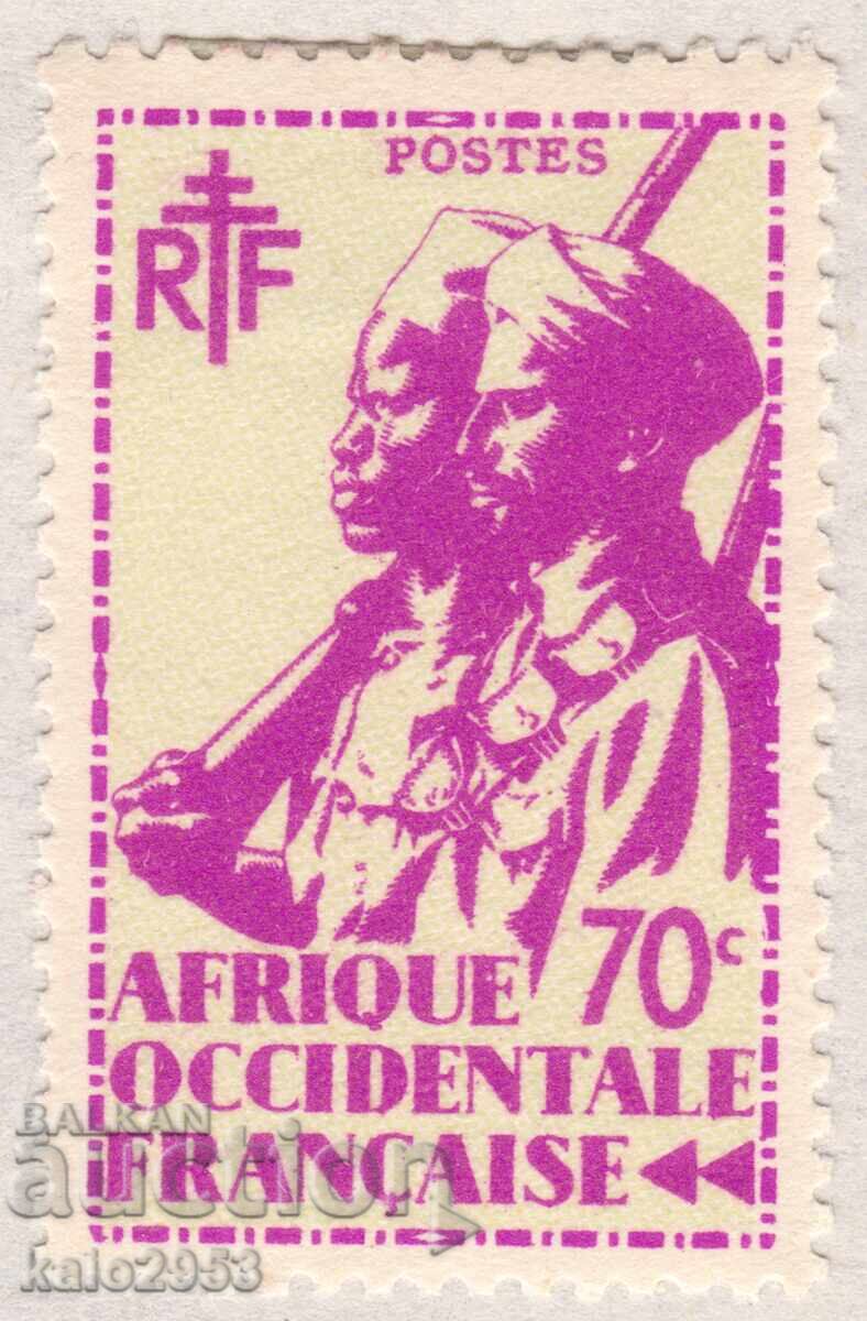 Africa Occidentală Franceză-1945-Emisiune curentă-Soldați coloniali, MLH Africa Occidentală Franceză-1945-Emisiune curentă-Soldați coloniali, MLH