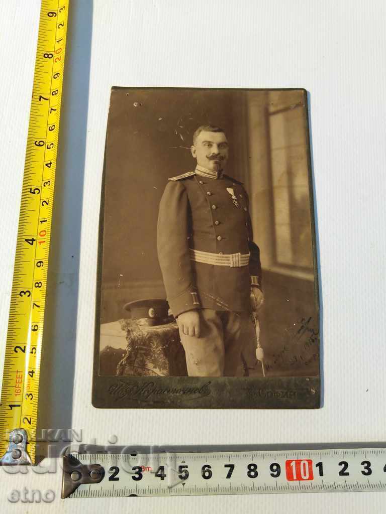 1915, general-maior Nikola Nedev VECHE FOTOGRAFIE REGALĂ PE CARTON cu preț € 60.00 | 117.35 BGN