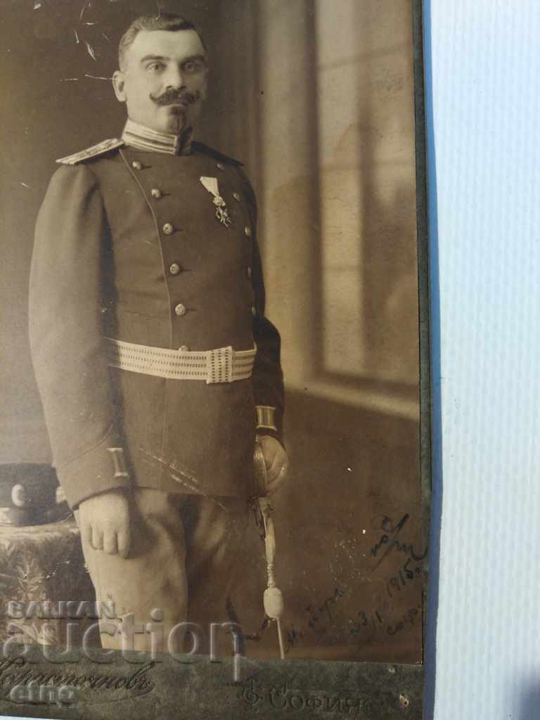 1915, general-maior Nikola Nedev VECHE FOTOGRAFIE REGALĂ PE CARTON