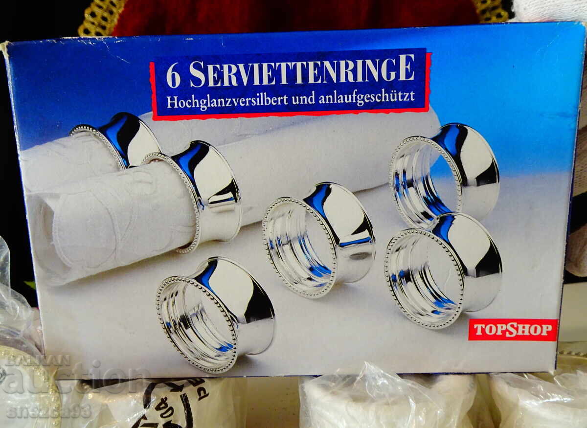 Inele pentru șervețele placate cu argint, suport pentru șervețele, relief cu perle cu preț € 23.99 | 46.92 BGN