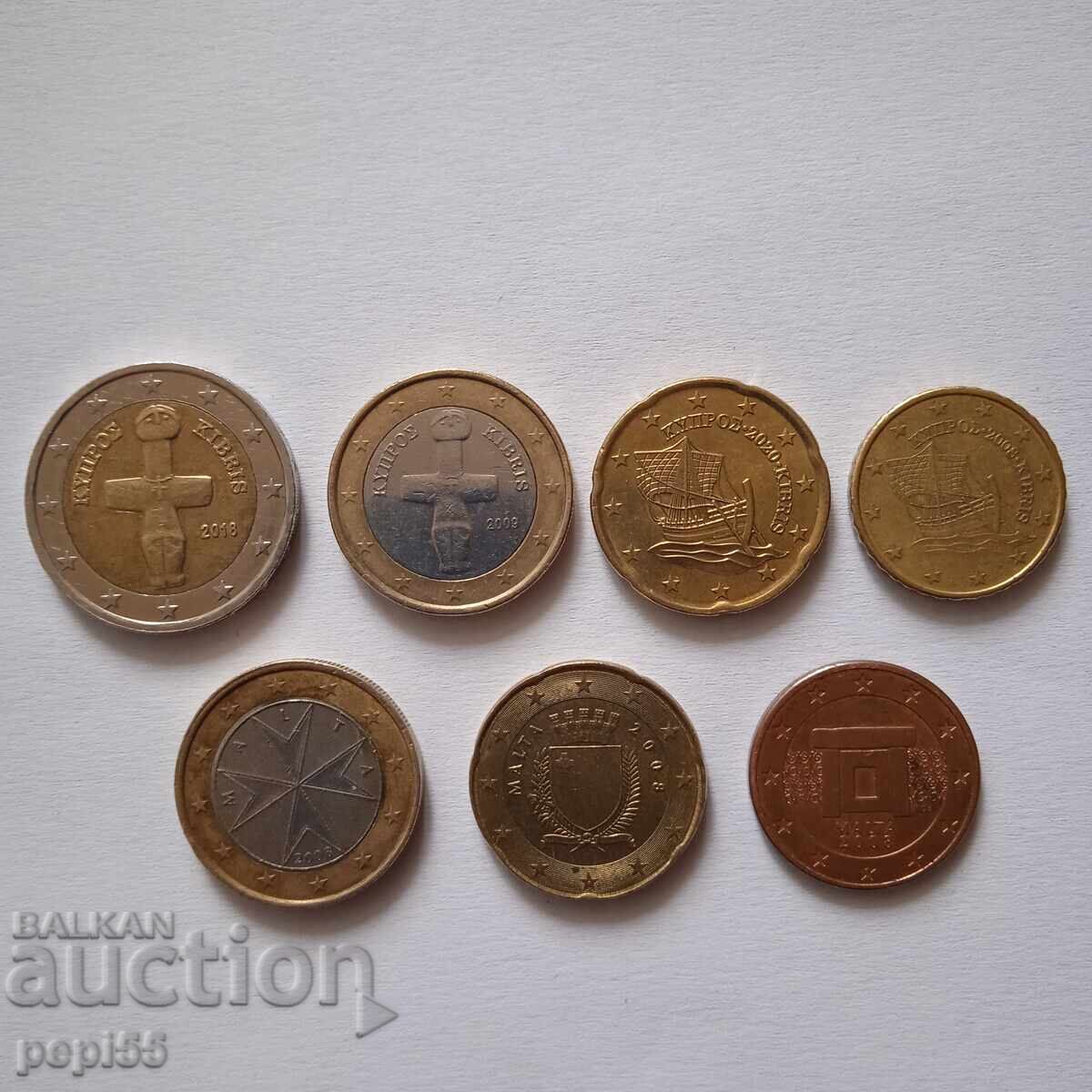 Monede Euro Cipru Malta cu preț € 13.00 | 25.43 BGN