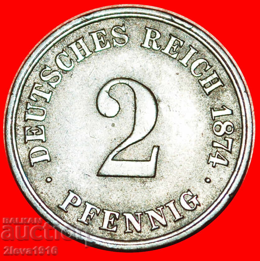 Ⰺ EAGLE (1873-1877): GERMANY ★ 2 PFENNIGS 1874C! WILLIAM I Ⰺ EAGLE (1873-1877): GERMANY ★ 2 PFENNIGS 1874C! WILLIAM I