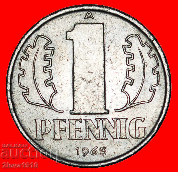 Ⰺ HAMMER AND COMPASS (1960-1990): GERMANY ★ 1 PFENNIG 1963A! Ⰺ HAMMER AND COMPASS (1960-1990): GERMANY ★ 1 PFENNIG 1963A!