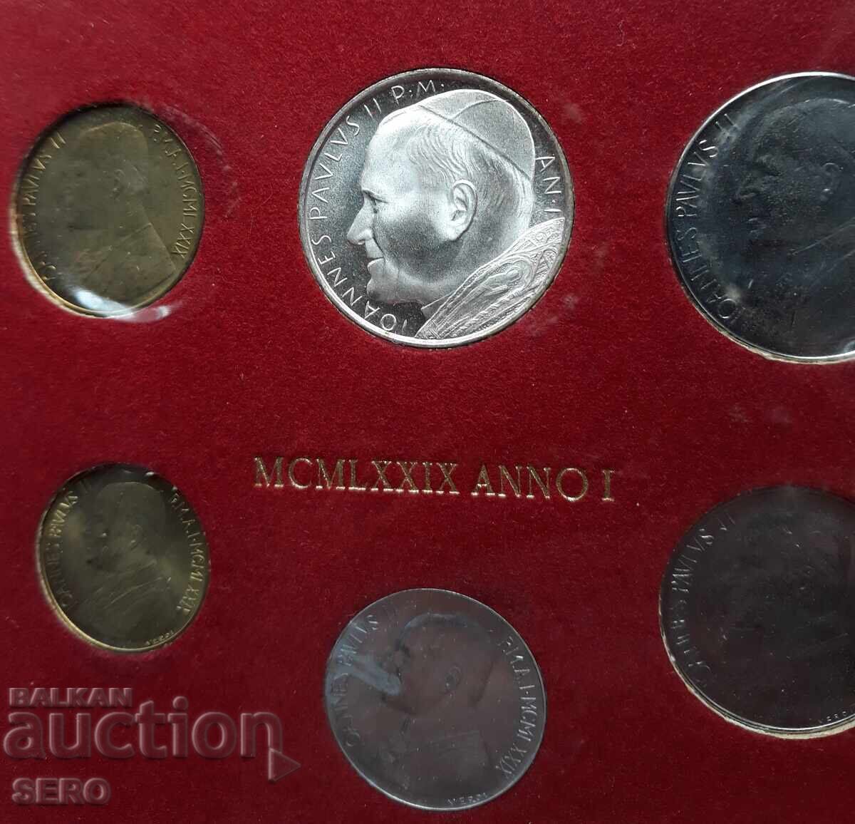 Licitație Vatican-SET 1979 din 6 monede-500 lire este din argint Licitație Vatican-SET 1979 din 6 monede-500 lire este din argint