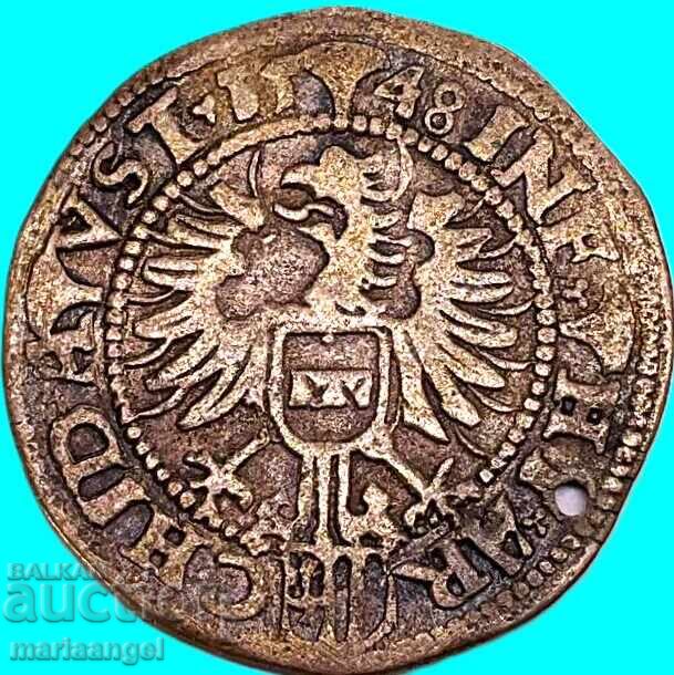 Licitație 3 creițari 1548 Austria Ferdinand I Viena Vultur cu 1 cap