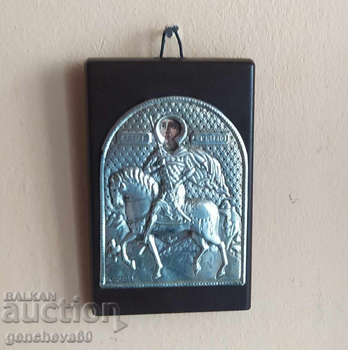 Μικρή παλιά ασημένια εικόνα του Αγίου Δημητρίου - 5