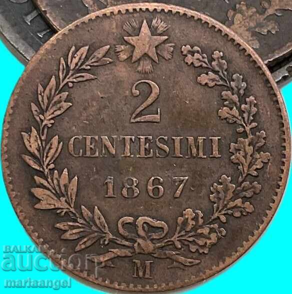 2 centesimi 1867 Italia Victor Emanuel - 5 2 centesimi 1867 Italia Victor Emanuel - 5