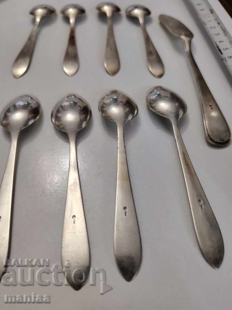 Set de lingurițe din argint cu spatulă - 5 Set de lingurițe din argint cu spatulă - 5