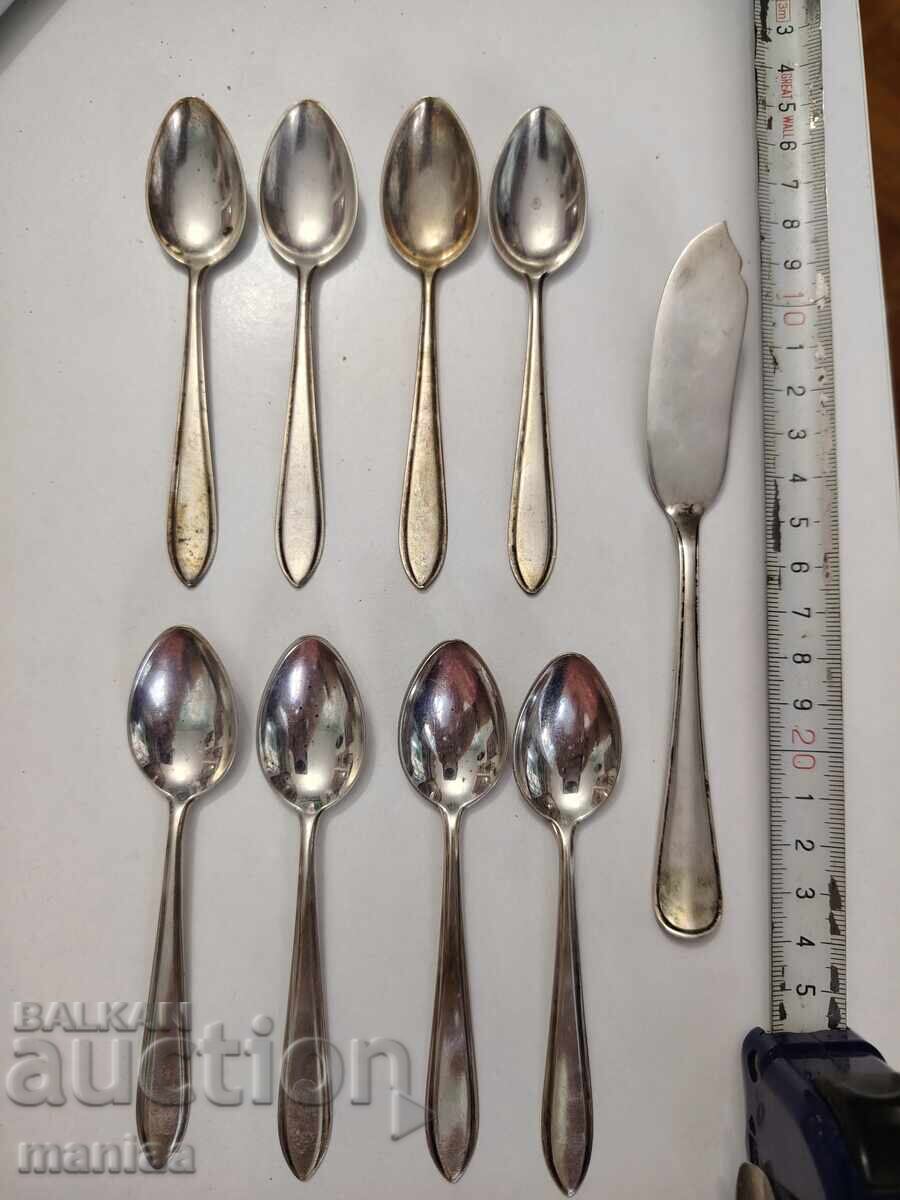 Set de lingurițe din argint cu spatulă Set de lingurițe din argint cu spatulă