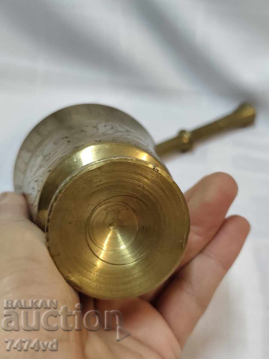 Masiv mic mojar din bronz cu ornamente gravate manual - 5