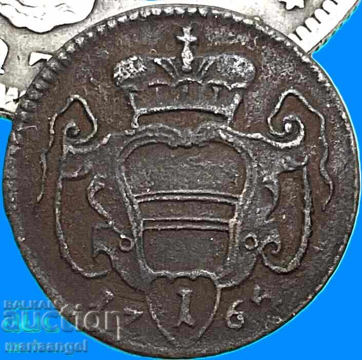 Livrarea 1 pfenig 1765 Austria 2.41g Viena imp. Maria Tereza Livrarea 1 pfenig 1765 Austria 2.41g Viena imp. Maria Tereza