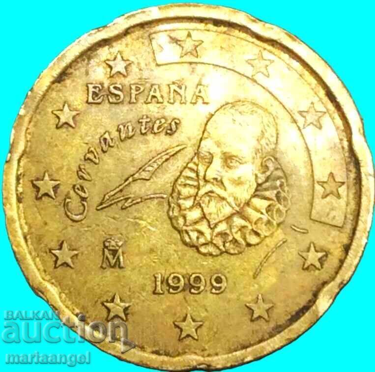 20 евро цента 1999 Испания месинг рядка година 20 евро цента 1999 Испания месинг рядка година