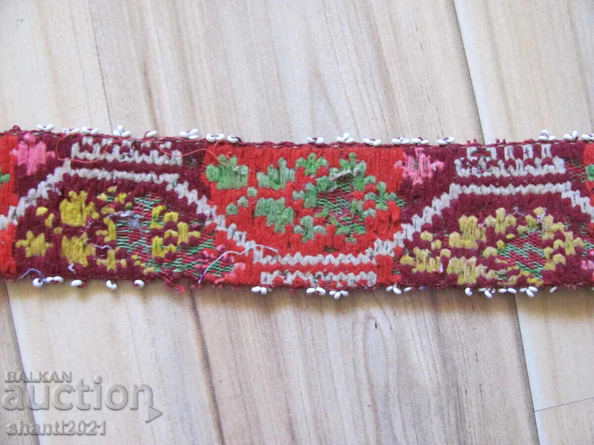 Auction  19th century authentic wool belt for folk costume with beads