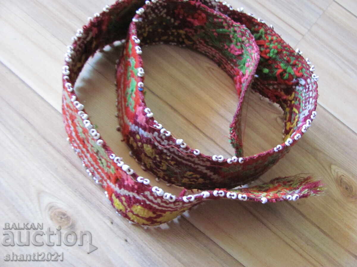 19th century authentic wool belt for folk costume with beads - 6