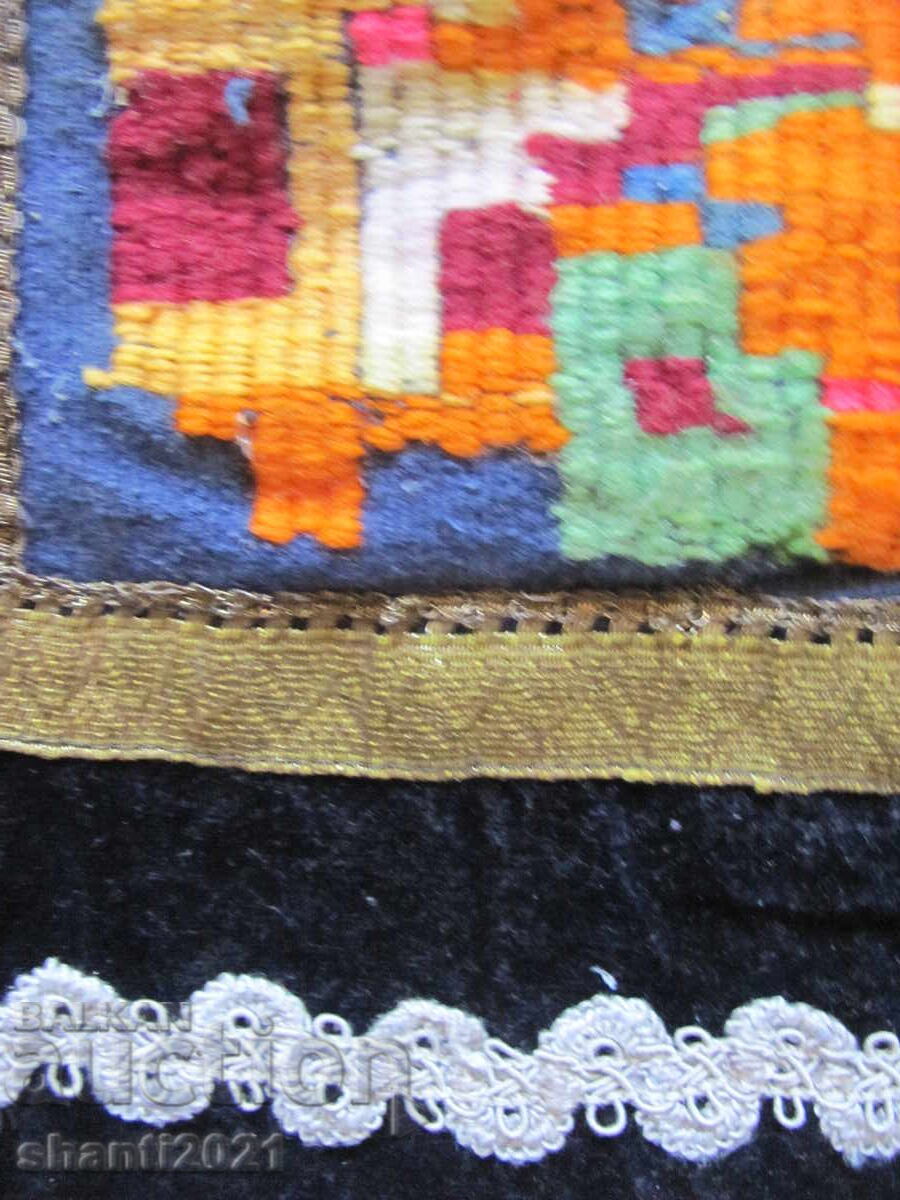 19th century folk costume apron, gold thread, hand embroidery - 5