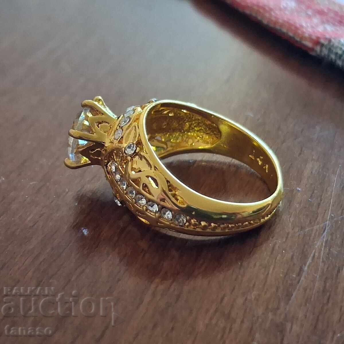 Пръстен с бял топаз и родиево покритие - 5